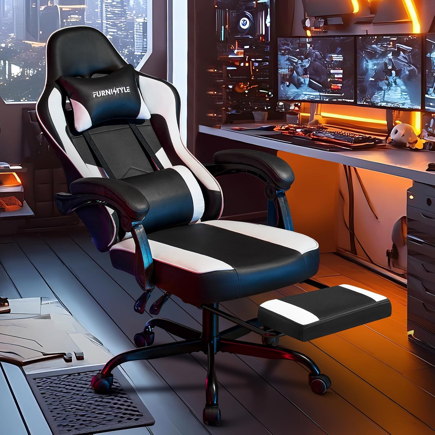 Gaming Chair with Footrest, Vi - Video Gaming & Esports Usd Acc review and price