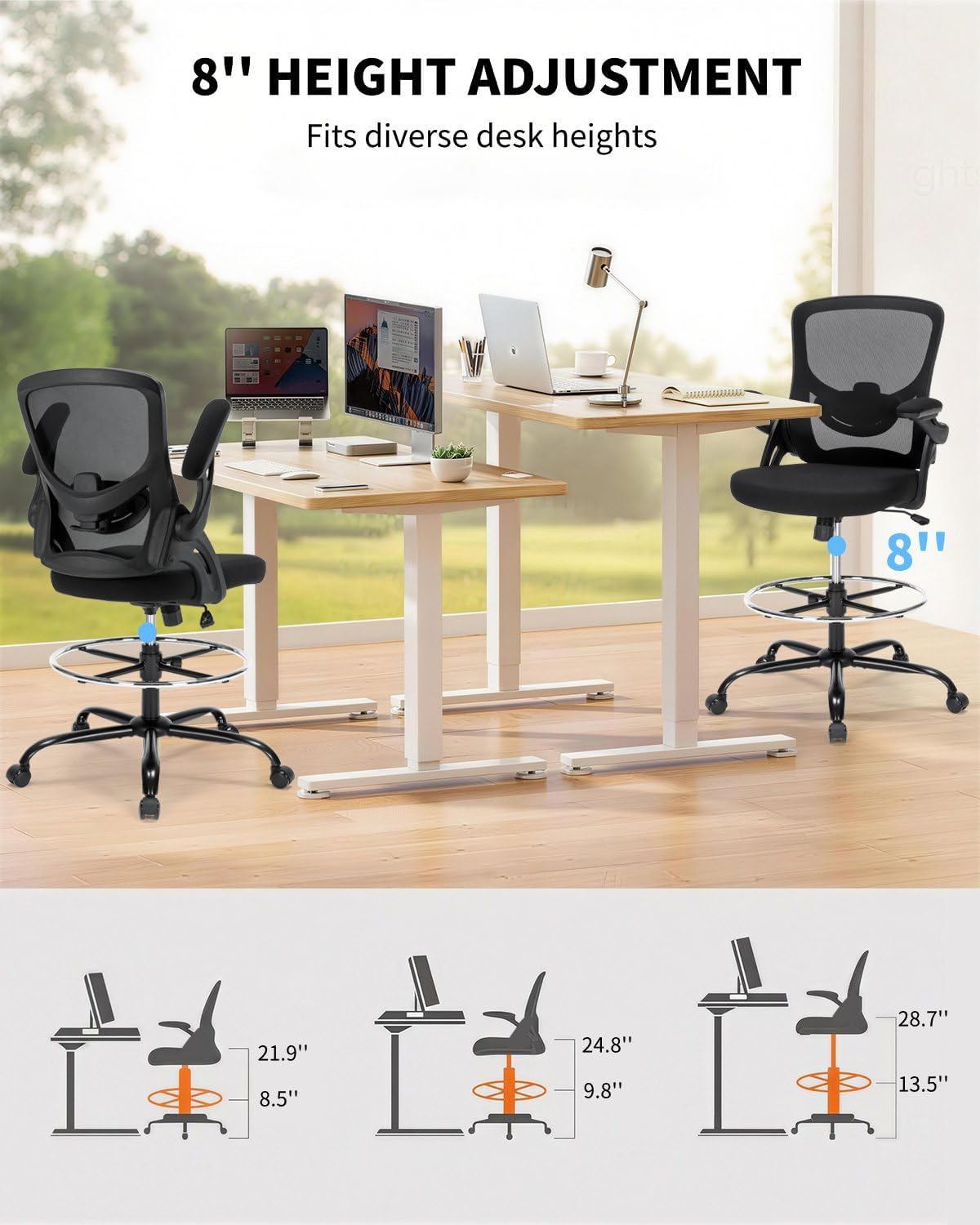 Drafting Chair, Tall Office Ch - Footrest Under Desk review and price